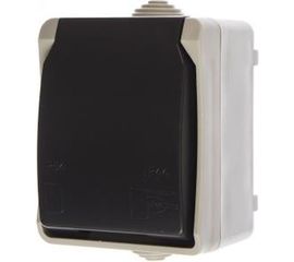 Розетка IEK 1-м ОП Форс с заземлением, с крышкой IP54 РСб20-3-ФСр ИЭК ERS12-K03-16-54-DC 