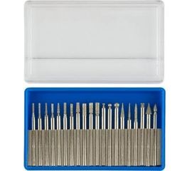 Набор мини-насадок Зубр с алмазным напылением в пластиковом боксе P 180 хвостовик диаметр 3 мм 20 предметов 33383-H20 