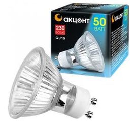 Галогенная лампа АКЦЕНТ JCDRC, 230В, 50W, GU10, с алюминиевым отражателем и защитным стеклом 4606400204374 