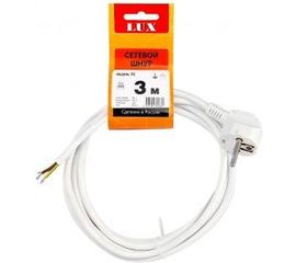Сетевой шнур LUX V3 ПВС 3x0.75 3м, с вилкой, с заземлением, белый 4606400609681 