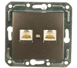 Двухместная телефонная розетка Volsten V01-14-F22-M, RJ -11, Magenta Nero, 9994 