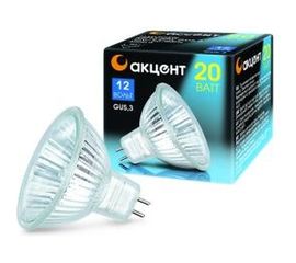 Галогенная лампа АКЦЕНТ MR16, 12В, 20W, 36°, GU5.3, с отражателем и защитным стеклом 4606400204237 