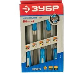 Напильники с двухкомпонентной ручкой: плоский, полукруглый, трехгранный, квадратный, круглый, №2, 200мм ЗУБР ЭКСПЕРТ 16651-20-H5 