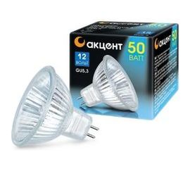 Галогенная лампа АКЦЕНТ MR16, 12В, 50W, 36°, GU5.3, с отражателем и защитным стеклом 4606400204251 