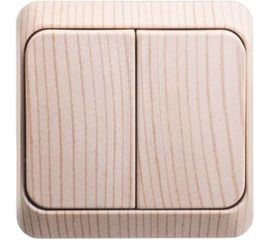 Выключатель Schneider Electric 2-клавишный ОП Этюд Дача 10А с индикатором, сосна SchE BA10-006D 