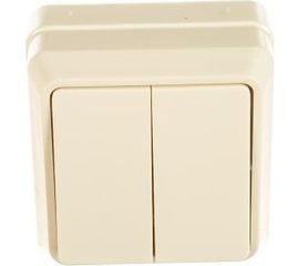 Наружный 2-клавишный выключатель IEK ОКТАВА белый EVO20-K01-10-DC 