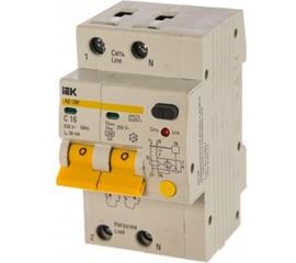 Автоматический дифференциальный выключатель тока IEK 2п 3.5мод. C 16A 30mA тип A 4.5kA АД-12М ИЭК MAD12-2-016-C-030 
