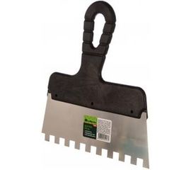 Шпатель из нержавеющей стали, 200 мм, зуб 10x10 мм, пластмассовая ручка СИБРТЕХ 85482 