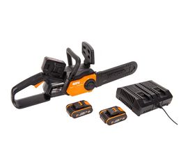 Бесщеточная цепная аккумуляторная пила WORX ChainSaw 40 В, 2х2.0 А*ч, двойное ЗУ WG381E 
