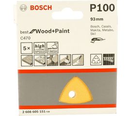 Шлифлист для дельташлифмашин 5 шт. (93 мм; К100) Bosch 2608605151 