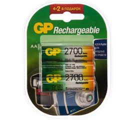 Перезаряжаемые аккумуляторы GP 270AAHC, емкость 2700 мАч - 6шт. 270AAHC4/2-2CR6 