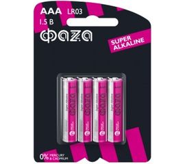 Алкалиновые элементы питания ФАZА LR03 Super Alkaline BL-4 5000254 