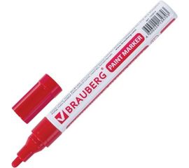 Лаковый маркер-краска 2-4 мм, красный, нитро-основа, алюминиевый корпус BRAUBERG 150874 