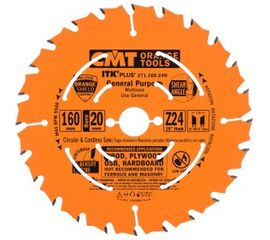 Диск пильный по дереву (160х20/16х1,7/1,1 мм; Z24) CMT 271.160.24H 