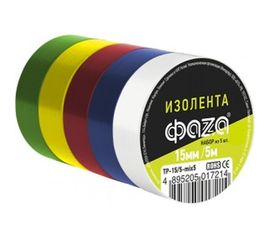 Изолента ФАZА 15/5 комплект 5 цветов 5017214 