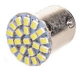 Автолампа диод SKYWAY S25, 12V, 22 SMD, блистер с цоколем, 2-контакта, белая, комплект 2 шт., габариты, стопы, S08201328 