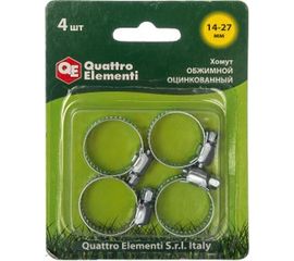 Обжимной хомут QUATTRO ELEMENTI 14-27 мм оцинкованный, 4 шт 772-005 