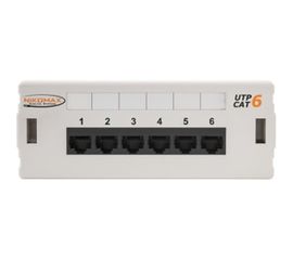 Коммутационная панель NIKOMAX 6 портов, неэкранированная, настенная, светло-серая NMC-WP06UE2-GY 