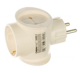 Электрический разветвитель с заземлением, 3 гнезда, 16А/220В СИБИН 55098-3 