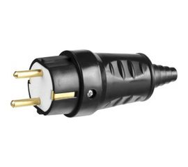 Электрическая ударопрочная вилка с заземлением, 16А / 220В, черная СИБИН 55115-B 