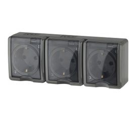 Розетка ЭРА Эксперт 11-2405-03 3х2P+E IP54, 16АХ-250В, ОУ, серый Б0020721 