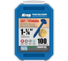 Шурупы Kreg с крупным шагом Blue Kote 1-1/4" 32 мм 100 шт. SML-C125B-100-INT 