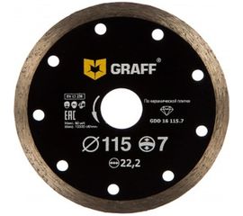 Диск алмазный сплошной по керамической плитке (115х22.23 мм; 7х2 мм) GRAFF GDD 16 115.7 