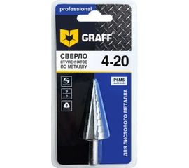 Сверло ступенчатое по металлу (4-20 мм; Р6М5; блистер) GRAFF GMSD420 / 70420 