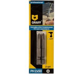 Бита (2 шт; PH2; 50 мм; блистер) для шуруповерта GRAFF GBPH0250 