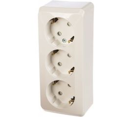 Розетка Schneider Electric 3-м ОП Этюд 16А 250В защитные шторки, с заземлением, белая SchE PA16-012B 401803 