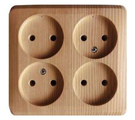 Розетка Schneider Electric 4-м ОП Этюд 16А 250В защитные шторки, с заземлением, сосна SchE PA16-208D 293417 