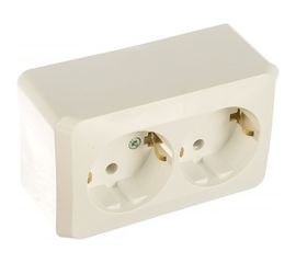 Розетка Schneider Electric 2-м ОП Этюд 16А с заземлением, белая SchE PA16-007B 