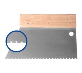 Шпатель нержавеющая сталь прямая трапеция НАШ ИНСТРУМЕНТ 180 мм В3 зуб 3,4х3,6х3,2/Р/ 020614-004 