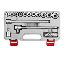 Набор торцовых головок, сталь 40Х, 1/2", в пластиковом кейсе, 15шт НИЗ Шоферский инструмент №2Д 2761-20_z01 