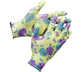 Садовые перчатки с прозрачным нитриловым покрытием Grinda зеленые, р. S-M 11295-S 