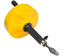 Вертушка для удаления засоров в трубах (до Ф 76 мм, длиной до 7.6 метров, пластиковый барабан, с подключением для шуруповерта) КРОКОЧИСТ 51722-9-8 