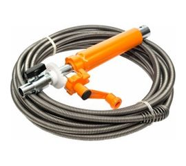 Комплект для устранения засоров (спираль с универсальной насадкой для труб Ф до 100 мм, длиной до 15 метров, устройство для подключения к шуруповерту с регулируемой длиной подачи спирали) КРОКОЧИСТ 51413-9-15 