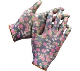 Садовые перчатки с прозрачным нитриловым покрытием Grinda черные, р. S-M 11297-S 