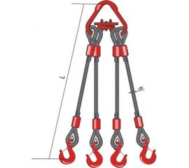 Четырехветвевой канатный строп опрессовка КантаПлюс 4СК-2.5/1.0м 