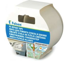 Лента для ремонта стекла и плёнки FOLSEN PE ,UV, влагоустойчивая, прозрачная, 50мм х 33м 0653350 