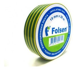 Изоляционная лента Folsen 15ммx10м желто-зеленая 011509 