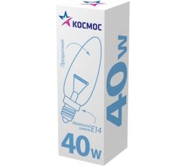 Прозрачная лампа накаливания КОСМОС СВ ПР 40Вт E14 LKsmSCnCL40E14v2 