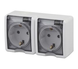 Розетка ЭРА Эксперт 11-2403-01 2х2P+E IP54, 16АХ-250В, ОУ, белый Б0020716 