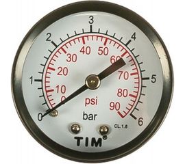 Манометр аксиальный 6 Бар, класс точности 1.5, 1/4" МР TIM ИС.161741 