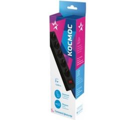 Сетевой фильтр Космос 5м 5 гнезд, пвс 3х0,75мм2, черный FKsm5m-5g/B/ 