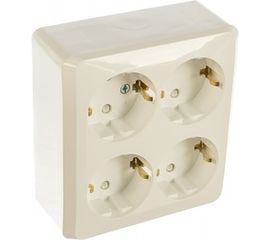 Розетка Schneider Electric 4-м ОП Этюд 16А 250В защитные шторки, с заземлением, белая SchE PA16-208B 293415 