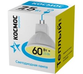 Светодиодная лампа LED JCDR 7.5Вт 220В GU5.3 3000К КОСМОС Экономик LkecLED7.5wJCDRC30 417261 