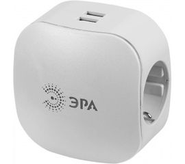 Тройник ЭРА SP-3e-USB-2A 3гн 220V + 2xUSB 2000mA, c заземлением, белый Б0015243 