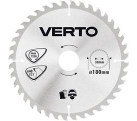 Диск отрезной по дереву (180x30 мм; 40 зубьев) VERTO 61H106 