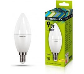 Электрическая светодиодная лампа Ergolux LED-C35-9W-E14-3K Свеча 9Вт E14 3000K 172-265В 13167 
